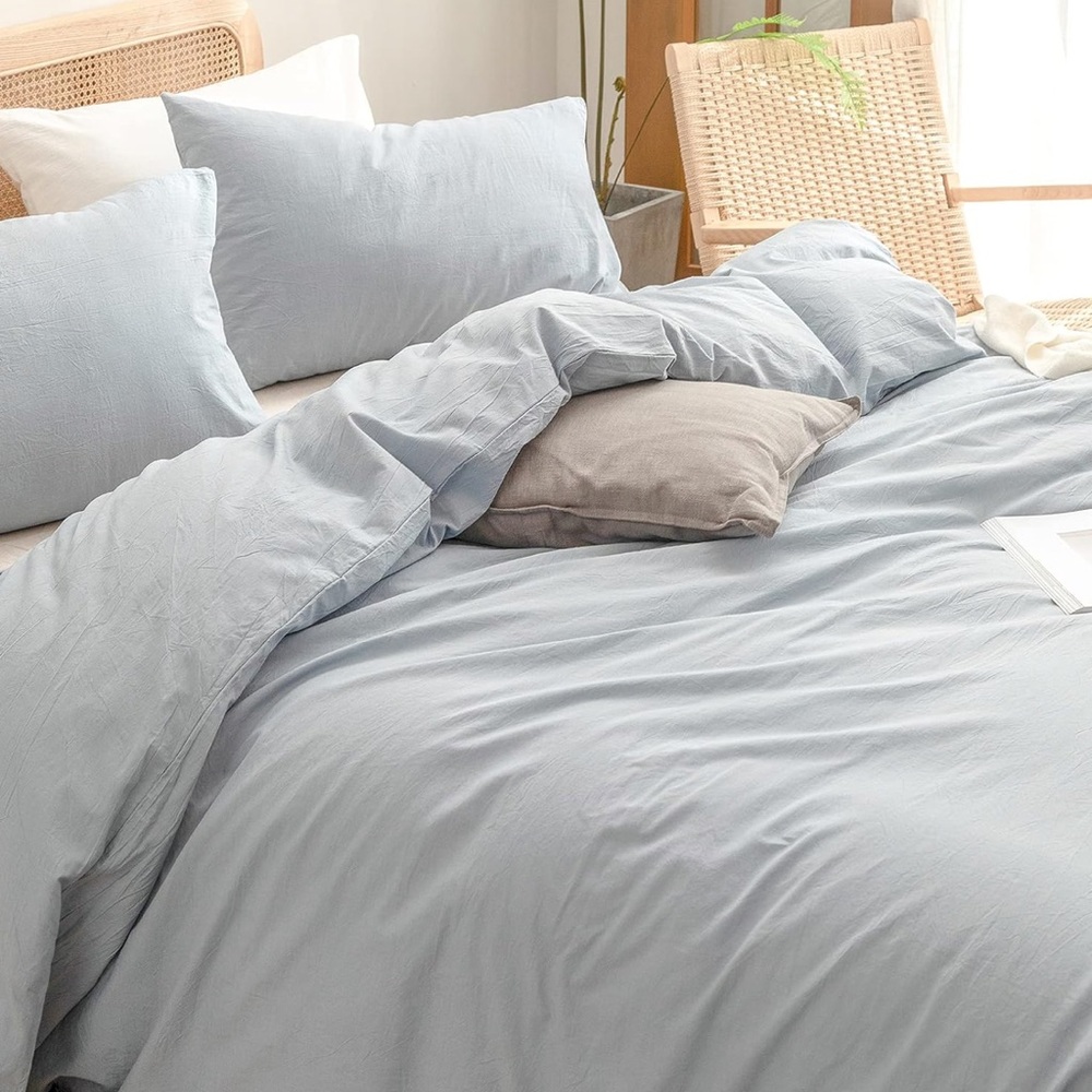 BESTOUCH Duvet Cover Set 100% Washed Cotton Super Soft Comfortable Lightweight - Picture 2 of 3